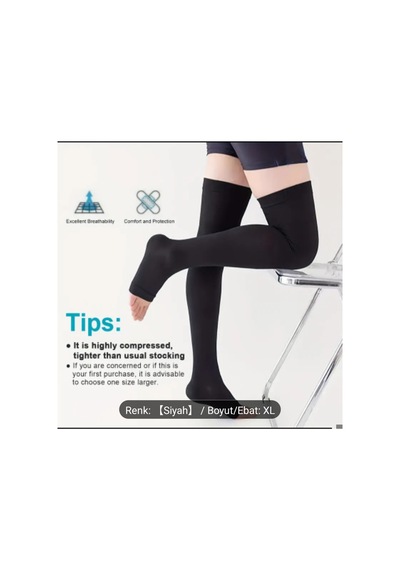 Walt 15-20mmhg Unisex Aktif Yaşam Tarzı Basınçlı Destek Çorapları Uyluk Boyu Açık Burun Xl