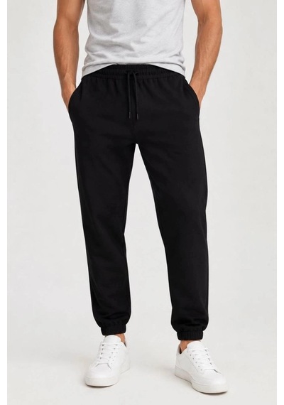 Freedom Store Erkek İki İplik Beli Lastikli Bağcıklı Regular Fit Jogger Eşofman Altı - Siyah