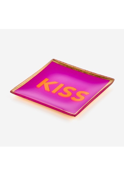 Mor Cam Kiss Dekoratif Tabak 10x0,8x10 Cm