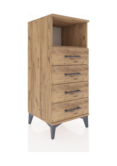 Hyperion Komodin Tek Raflı 4 Çekmeceli 44x44x106 Çam-çam Çam