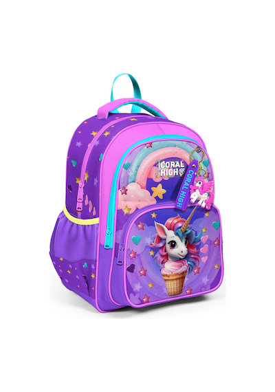 Coral High Kids Mor Pembe Unicorn Dondurma Desenli Üç Bölmeli Okul Sırt Çantası 14421 Mor - Pembe