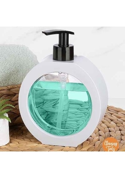 Yuvarlak Şekilli Şık Sıvı Sabunluk & Deterjanlık Sıvı Sabun Haznesi Banyo Sabunluğu Mutfak Deterjanlığı Deterjan Haznesi 350 Ml Beyaz 12 Izgara
