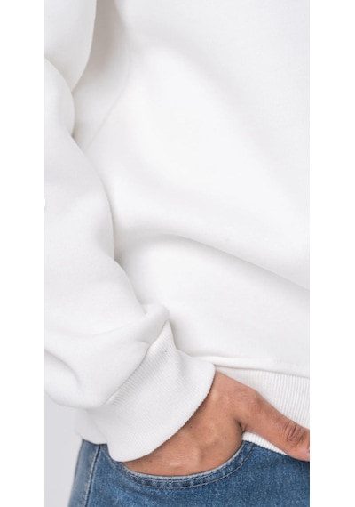 Coal City Erkek Regular Fit Organik Pamuklu 3 İp Şardonlu O Yaka Siyah Sweatshirt Ekru