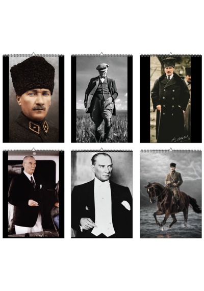 Mustafa Kemal Atatürk Fotoğraf Kağıdına Baskılı Poster Spiralli Ve Askılı 6 Sayfa