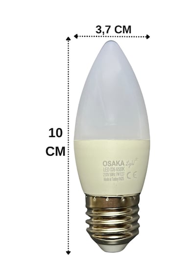 2 Adet Osaka 7w 50w 6500k Beyaz Işık E27 Duylu Kalın Duy Mum Led Ampul