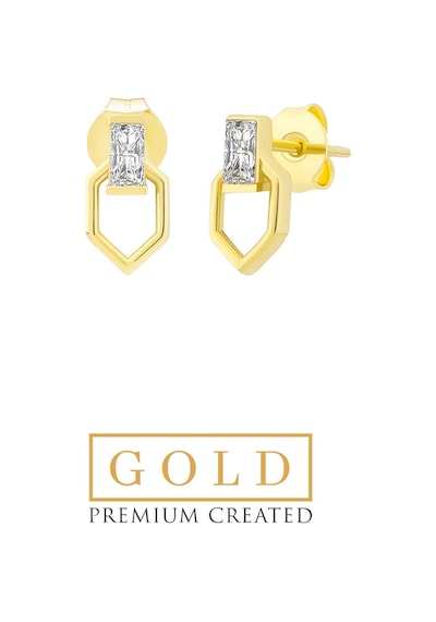 14 Ayar Altın Sertifikalı Premium Created Taşlı Küpe Sarı Altın