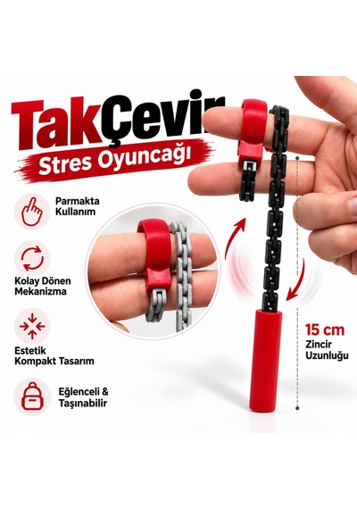 Takçevir Parmakta Dönen Zincirli Stres Oyuncağı Fidget