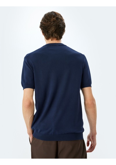 Koton Regular Fit Bisiklet Yaka Viskon Basic Kısa Kollu Triko Tişört Lacivert 5sam70022ht Lacivert