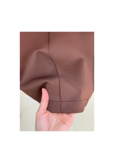 Unika Boutique Zayna Bol Paça Çımalı Skuba Dalgıç Pantolon-mt3555 Beyaz Kahverengi