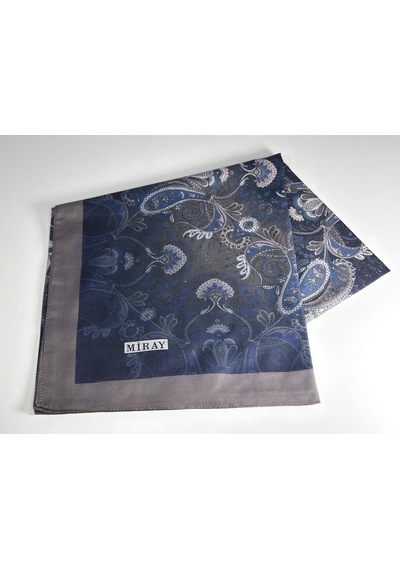 Miray Nevada Büyük Boy Organik Pamuk Eşarp - 120 X 120 - 06453 Kahve-lacivert