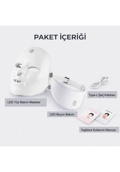 Hymark Yüz Ve Boyun Güzellik Cihazı 7 Renkli Led Yüz Maskesi Seti Foton Cilt Bakım Işık Terapisi