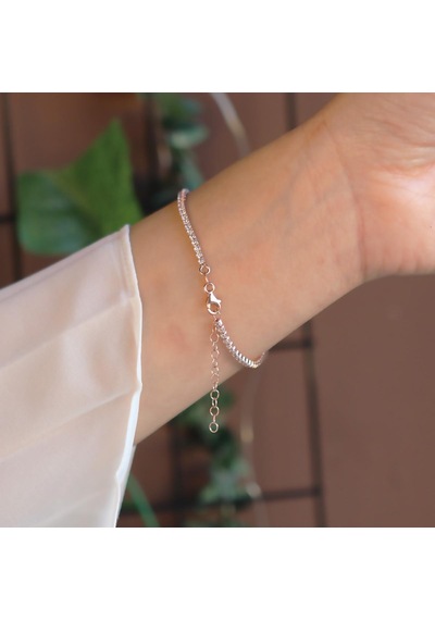 Göz Figürlü Zirkon Taşlı Rose Gold Kaplama Su Yolu Bileklik Gümüş