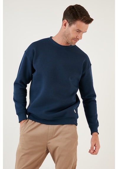 Buratti Regular Fit Bisiklet Yaka Pamuklu Içi Tüylü Yumuşak Şardonlu Erkek Sweat 5905255 Indigo