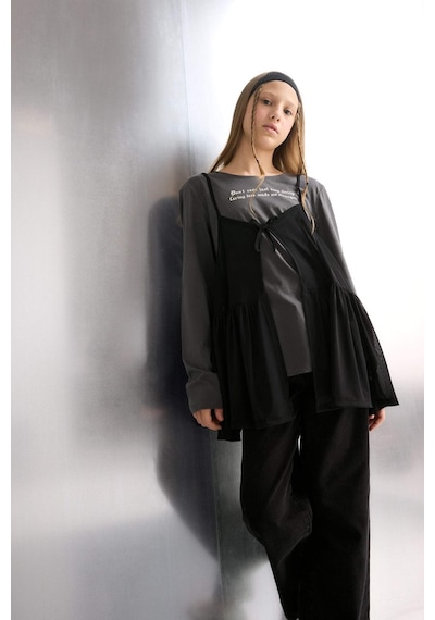 Defacto Kız Çocuk Loose Fit Bisiklet Yaka Baskılı Uzun Kollu Tişört G1083a825auar58 Antrasit Defacto Kız Çocuk Loose Fit Bisiklet Yaka Baskılı Uzun Kollu Tişört G1083a825auar58 Antrasit