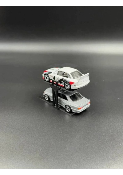 1:64 Ölçek Diorama Araç Lifti - 2 Araç - Siyah