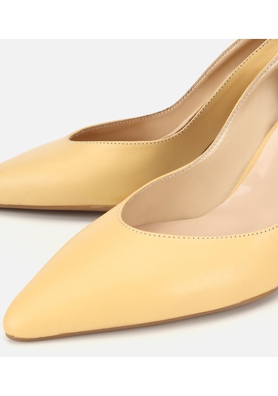 Hotiç Kadın Deri Sarı Kısa Topuklu Stiletto