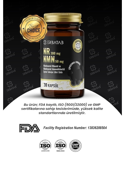 Nr 300 Mg + Nmn 50 Mg Lipozomal Formül 30 Kapsül Takviye Edici Gıda