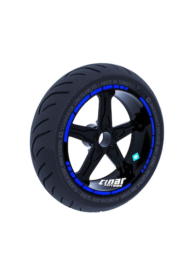 Reflektif Mavi Moto GP Stili Jant Şeridi Sticker Çınar Extreme