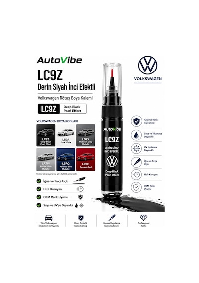 Lc9z Kara Büyü Siyah Rötuş Boyası Ve Rötuş Çeliği Seti Kalemi Oem Volkswagen Audi Skoda Seat Çizik Giderici