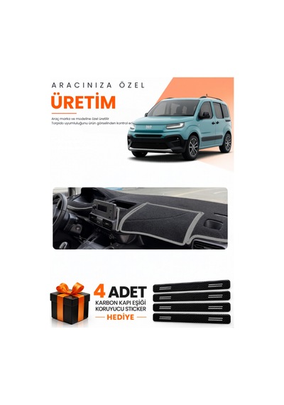 Fiat Doblo 2023-2026 Uyumlu Torpido Koruma Örtüsü Oto Kılıfı - Siyah Mavi