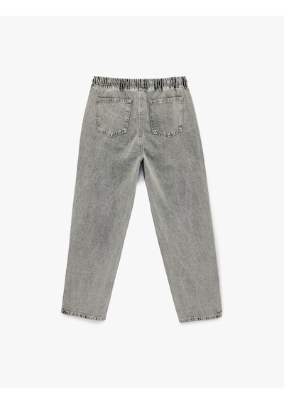 Koton Pamuklu Cepli Bol Beli Lastikli Bağcıklı Baggy Jean Pantolon Gri 6sam40231nd Gri