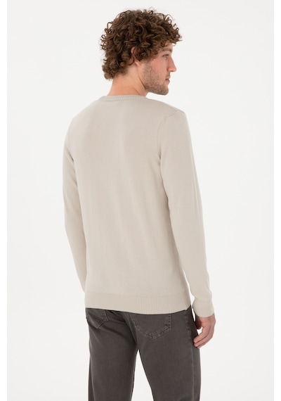 U.S. Polo Assn.  Erkek Slim Fit Bisiklet Yaka Taş Basic Kazak 50313713-VR049