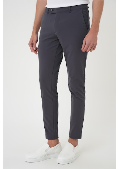 Efor Slim Fit Yan Cepli Düz Esnek Casual Koyu Füme Pantolon P 1144 Füme