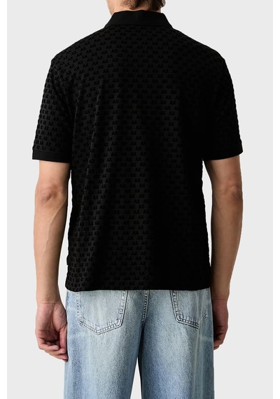 Armani Exchange % 100 Pamuk Regular Fit Düğmeli Polo Erkek Polo Xm002905 Af10356 Uc001 Siyah