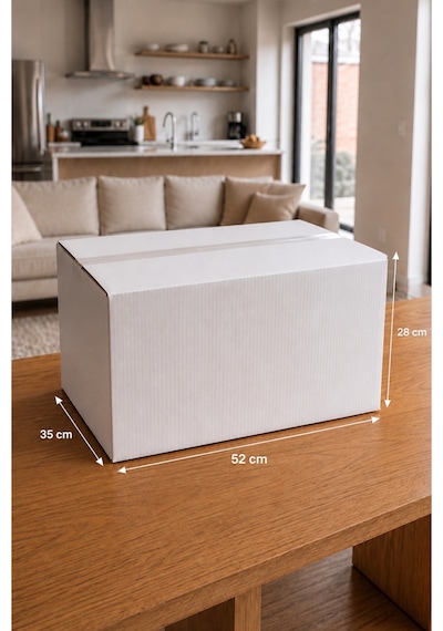 15 Adet Ev Taşıma Kolisi 52x35x28 Cm Bc Dalga Beyaz Koli + 15 Adet Kırılabilir Etiketi Dayanıklı Taşıma Kolisi
