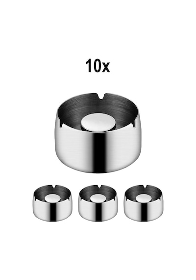 10 Adet Çelik 8 Cm Kafe Restaurant Lokanta Yuvarlak Kül Tablası Küllük Mt172by