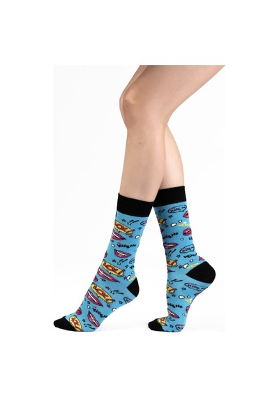 Ozzy Socks 4 Lü Eğlenceli Desenler Kadın Çorap Pembe- Mor- Lacivert- Yeşil