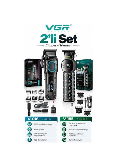 Tıraş Makinesi Seti - Bldc Clipper Trimmer - V-016 & V-185