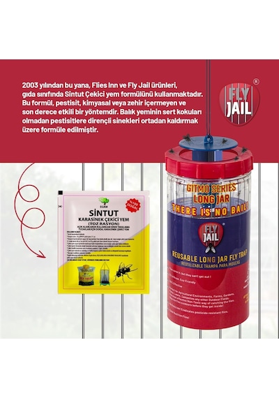 Ayrex 2 Adet Fly Jaıl / Long Jar, 1.5 Litre Kavanoz Tipi Karasinek Tuzağı