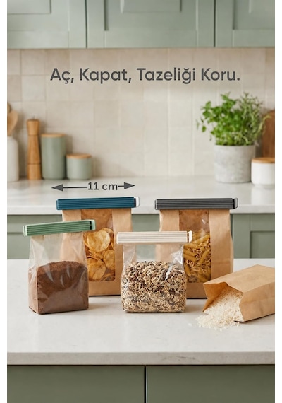 12 Li Poşet Klipsi Seti,11 Cm,hava Geçirmez Paket Kapatma Mandalı Çok Renkli