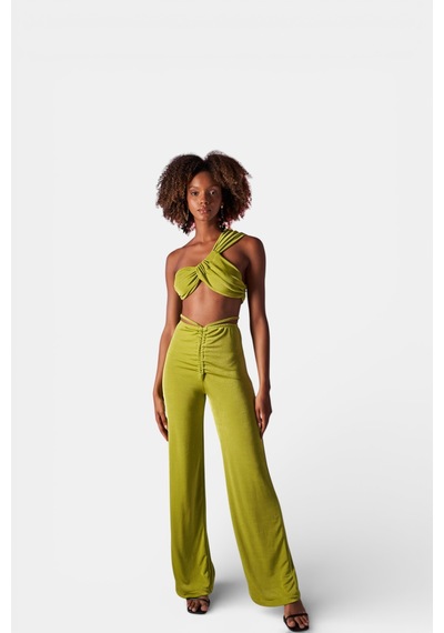 Holly Lolly Omuz Detaylı Beatrice Crop Yeşil YEŞİL