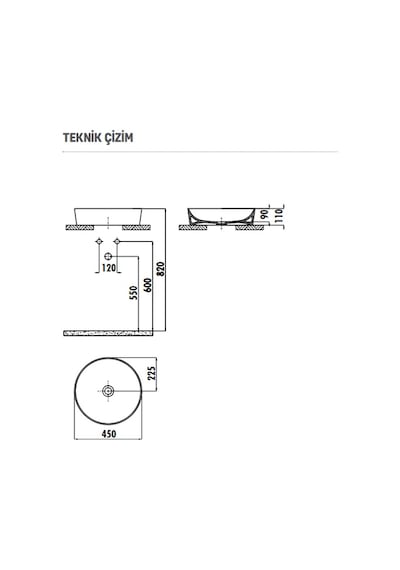 Creavit UL145 Ultra Setüstü Çanak Lavabo 45 CM
