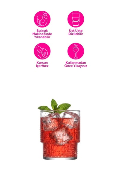 Lav Helen Cam Meşrubat Bardağı 6'lı 325 ml (Su/Viski/Kokteyl Bardağı )
