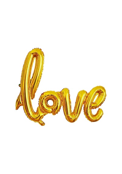 Folyo Balon Love El Yazılı Helyum Balon Gold Altın