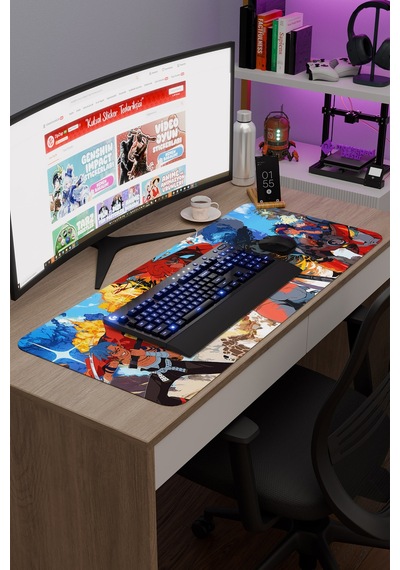 Gurren Lagann Kaymaz Dikişli Kauçuk Oyuncu Mousepad V5 - 90x40 Xxl Gaming Mouse Pad Fare Altlığı