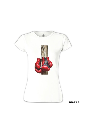 Boks Eldivenleri Beyaz Kadın Tshirt 001
