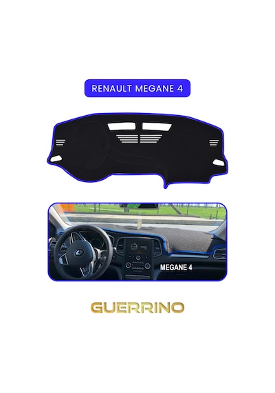 Renault Megane 4 Torpido Koruma Halısı Mavi Kenar