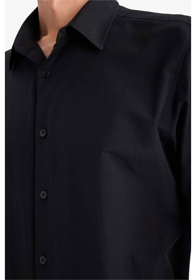 Defacto Modern Fit Polo Yaka Uzun Kollu Gömlek G0375ax26spbk27 Siyah-bk27