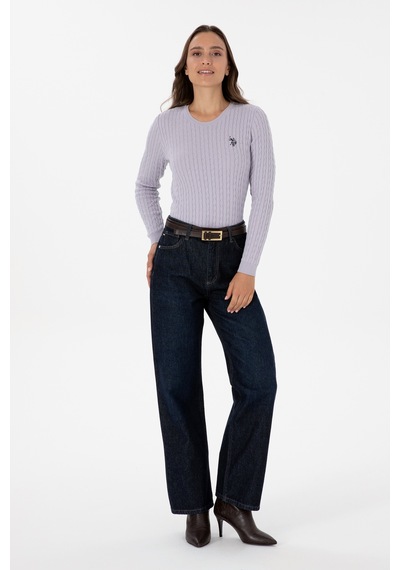 U.S. Polo Assn. Kadın Mor Bisiklet Yaka Basic Kazak 50313626-VR245