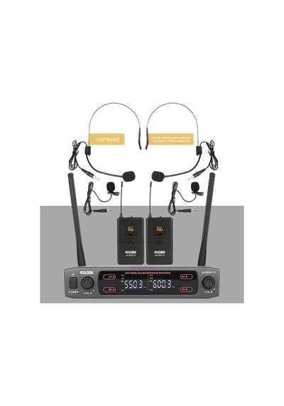 Lastvoice Lv-502h Uhf Dijital 2x24 Kanal Çiftli Yaka Kafa Telsiz Kablosuz Mikrofon