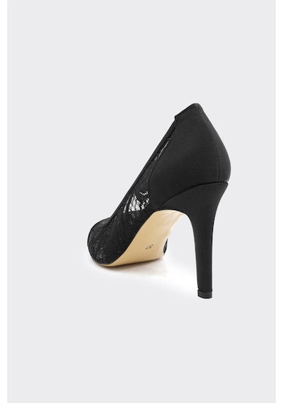 Derinet Tül Dantelli Kadın Stiletto Siyah Siyah