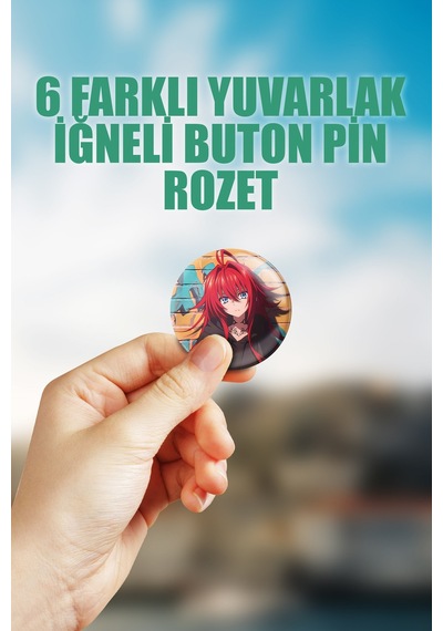 Rias Gremory High School Dxd Çanta Süsü Rozet İğneli Buton Rozet Seti 6 Adet Altılı