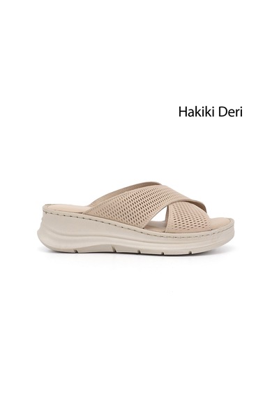 Gönderi(R) Gönderi R Kadın Bej Dolgu Taban Hakiki Deri Terlik Dyza65145870 Bej
