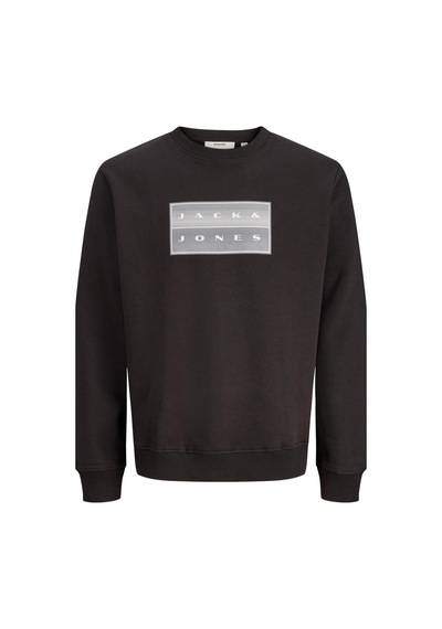 Jack & Jones Jcofusıon Erkek Bisiklet Yaka Box Fit Sweatshirt Günlük Rahat Siyah