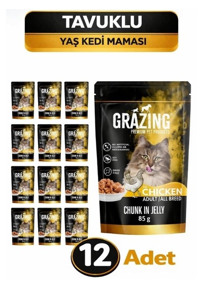 12li Kedi Yaş Maması Tavuklu Gelişim Sağlar 85 Gr X 12 Adet