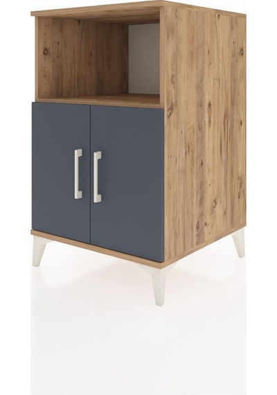Kronos Komodin 2 Raflı 2 Kapaklı 60x59x96 Çam-antrasit Atlas Çam